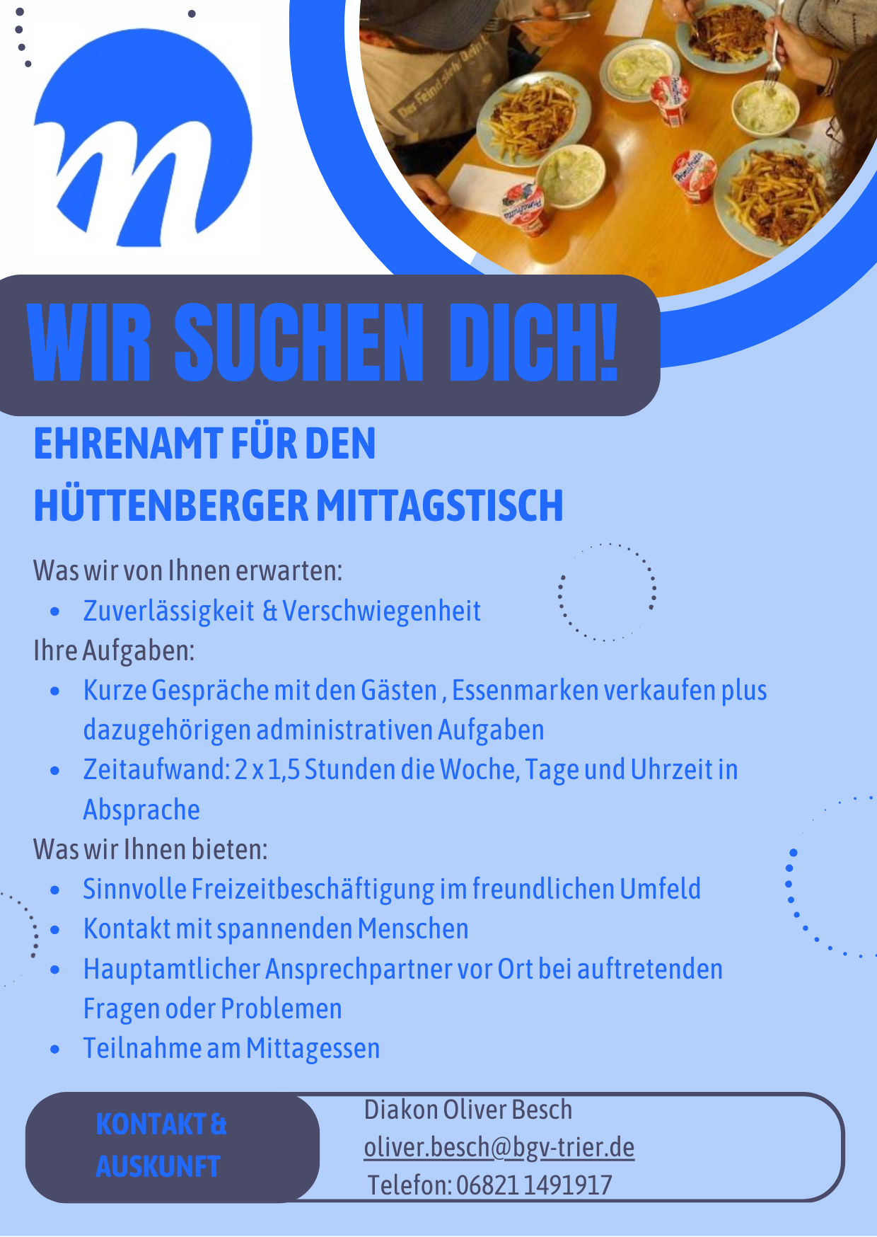 Ehrenamtliche für den Hüttenberger Mittagstisch in Neunkirchen gesucht